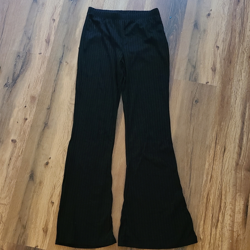 Flared ribbed soft pants